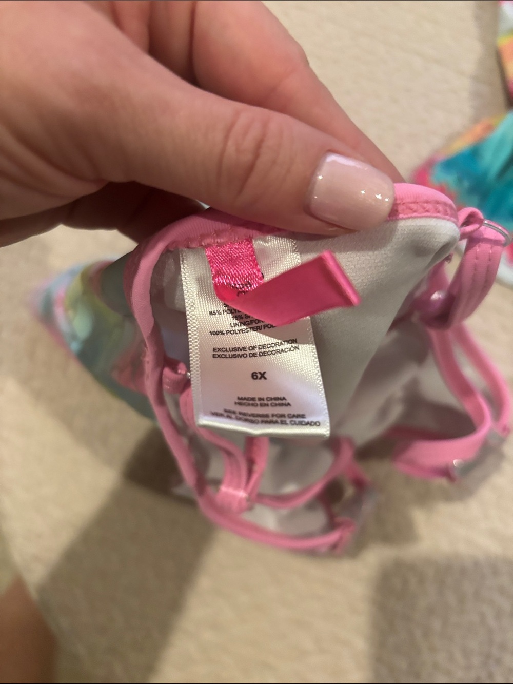 Girls Swim Bikini Sets - Teal, Pink, Rainbow, 4 tops and 2 bottoms mix and match - Picture 5 of 11